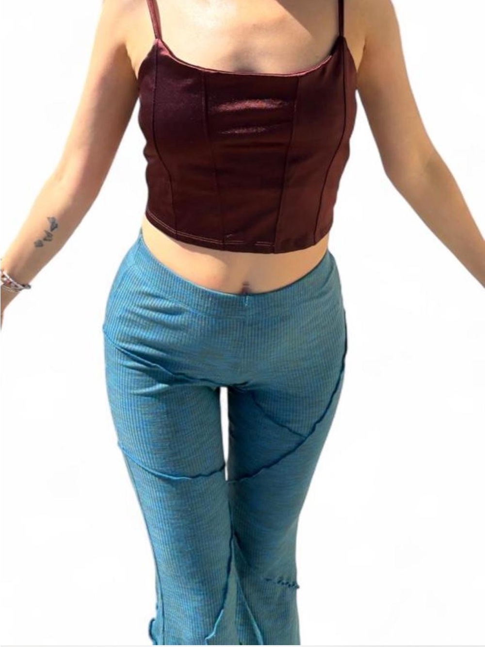 Aeropostale sateen deep brown Boho summer festival crop top Small